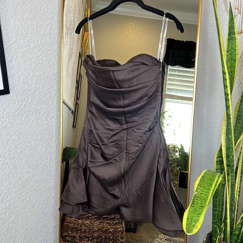 HOUSE OF CB 'Jasmine' Chocolate Draped Strapless Corset Dress NWT - Picture 6 of 10